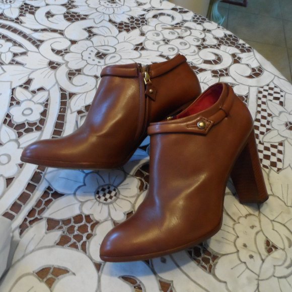 Louis Vuitton Saddle Brown Lamb Leather Ankle Boots Size 39.5B - Picture 1 of 16